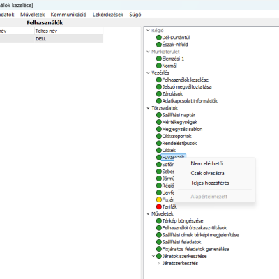 8. Felhasználók jogosultságainak kifinomult kezelése.